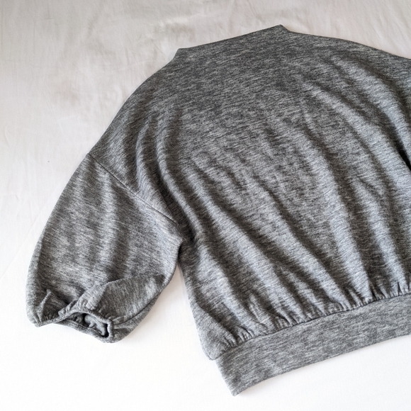 Leith Puff Elbow length Sleeve Sweater Top Gray women's size XS - Picture 3 of 6